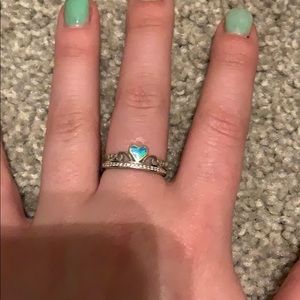 Silver and blue size seven ring